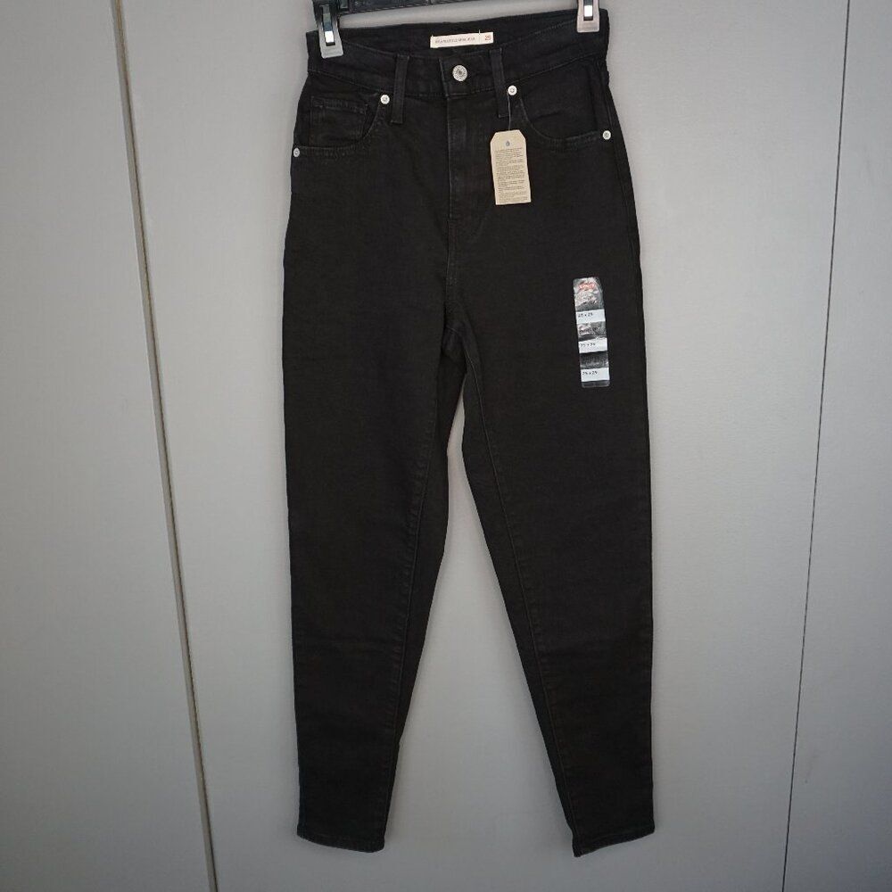 Levi's High-Waisted Tapered Mom Jeans in Flash Black size 25x29 NWT